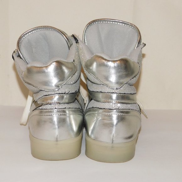 Bebe Sport Krysten Silver Metallic Light Up High Top Sneakers Size 8.5 - Picture 8 of 11